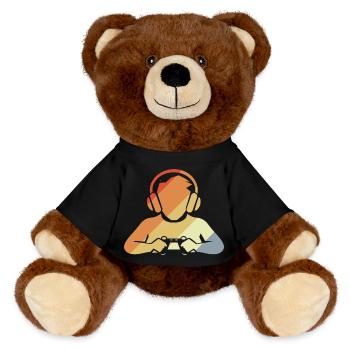 Look rétro gamer - Nounours RecycelBär® marron - noir - Devant