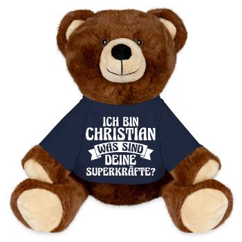 First name Chris Christian - MiniFeet® RecycelBär® Teddy Bear Brown - french navy - Front