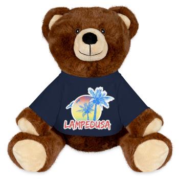 Lampedusa as a holiday - MiniFeet® RecycelBär® Teddy Bear Brown - french navy - Front