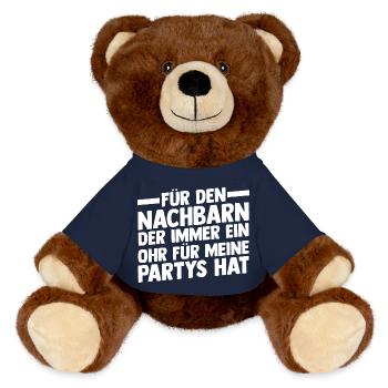 Nachbarschaft Bester Nachbar - MiniFeet® RecycelBär® Braun - French Navy - Vorne