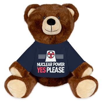 Nuclear Power Yes Please - Pro Clean Energy - MiniFeet® RecycelBär® Teddy Bear Brown - french navy - Front
