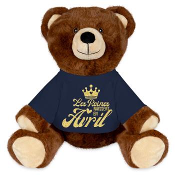 Königinnen werden im April geboren goldener Glitzer - MiniFeet® RecycelBär® Braun - French Navy - Vorne