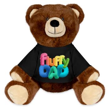 Fluffy Dad – Farbenfrohe, flauschige Typografie - MiniFeet® RecycelBär® Braun - Schwarz - Vorne
