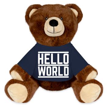 Contrasting Typography 'Hello World' - MiniFeet® RecycelBär® Teddy Bear Brown - french navy - Front