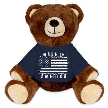 Amerikansk flagg med vintage känsla - Nounours RecycelBär® marron - bleu marine - Devant