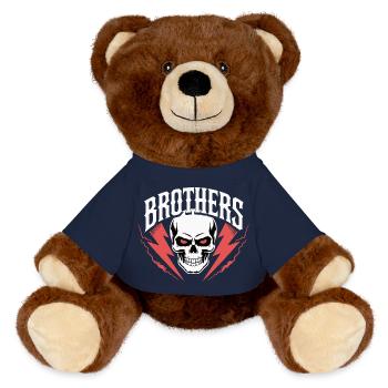Brothers Skull Thunder Crest - MiniFeet® RecycelBär® Teddy Bear Brown - french navy - Front