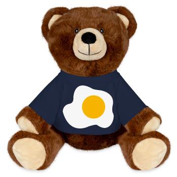 Spiegelei Frühstück Grafik Humor - MiniFeet® RecycelBär® Braun - French Navy - Vorne