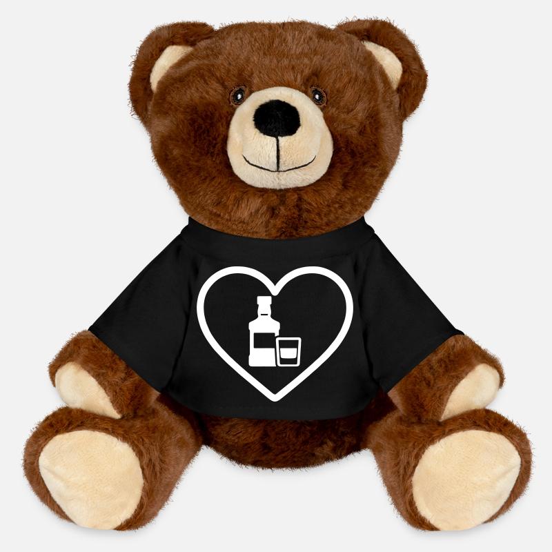 Herz-Whiskeyflasche und Glas - MiniFeet® RecycelBär® Braun - Schwarz