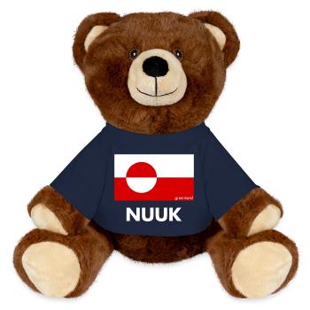 Greenland Flag - Nuuk - Grönland - Denmark - MiniFeet® RecycelBär® Braun - French Navy - Vorne
