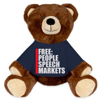 Free Speech Markets People Libertarian Freedom Logo - MiniFeet® RecycelBär® Teddy Bear Brown - french navy - Front