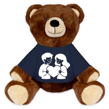Liebespaar Verliebt Herz - MiniFeet® RecycelBär® Braun - French Navy - Vorne