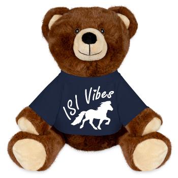 Beautiful Icelandic horse in tölt – ISI Vibes - MiniFeet® RecycelBär® Teddy Bear Brown - french navy - Front
