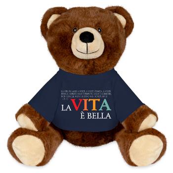 La vita e bella (dark) - MiniFeet® RecycelBär® Teddy Bear Brown - french navy - Front