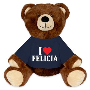 t-shirt I love Felicia t-shirt gift idea - MiniFeet® RecycelBär® Teddy Bear Brown - french navy - Front