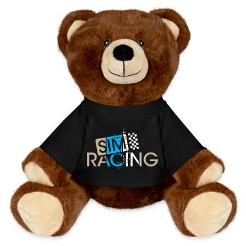 sim racing gaming Zielflagge Auto Fahrer gamer - MiniFeet® RecycelBär® Braun - Schwarz - Vorne