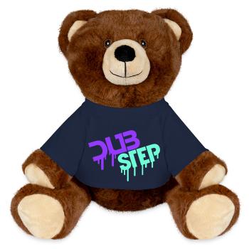 Drop Dub Step Techno Music Party Club Text Logo - MiniFeet® RecycelBär® Teddy Bear Brown - french navy - Front