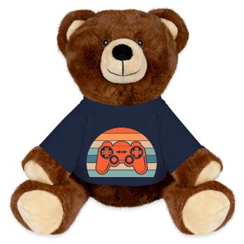 Gamer Gaming Gamepad - MiniFeet® RecycelBär® Teddy Bear Brown - french navy - Front