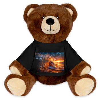 Sunset Wave & Seashell Symphony - MiniFeet® RecycelBär® Teddy Bear Brown - black - Front