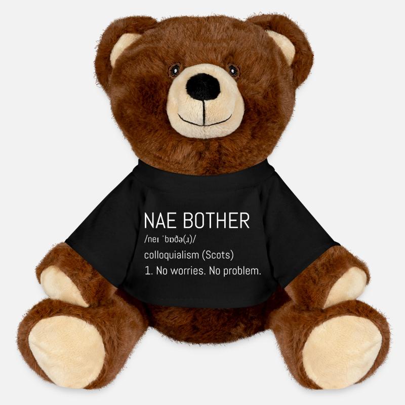 Nae Bother Typography - MiniFeet® RecycelBär® Teddy Bear Brown - black