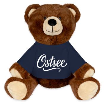 Ostsee Kalligraphie Kontrast - MiniFeet® RecycelBär® Braun - French Navy - Vorne