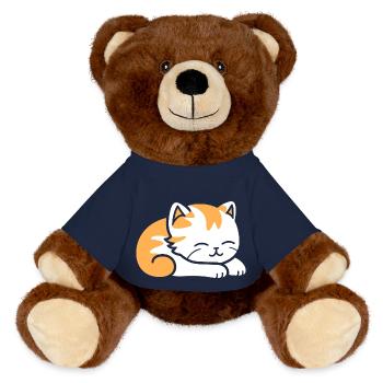Bébé chat qui dors - Nounours RecycelBär® marron - bleu marine - Devant