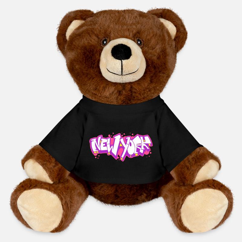 New York Horizontal Graffiti 2 - MiniFeet® RecycelBär® Teddy Bear Brown - black