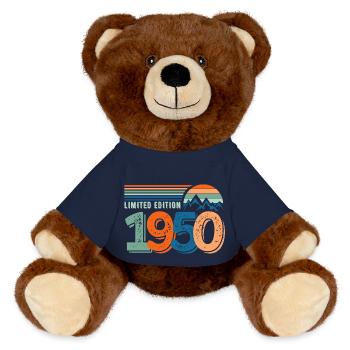 Limited edition 1950 - MiniFeet® RecycelBär® Teddy Bear Brown - french navy - Front