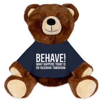 behave what happens today is on Facebook tomorrow - MiniFeet® RecycelBär® Teddy Bear Brown - french navy - Front