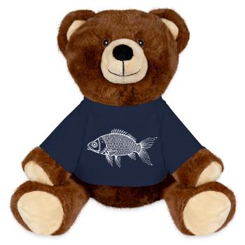 Poisson chemise poisson motif,Cadeau de vêtements de pêche - Nounours RecycelBär® marron - bleu marine - Devant