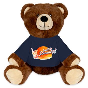 Finally Summer Sun Drink Graphic - MiniFeet® RecycelBär® Teddy Bear Brown - french navy - Front
