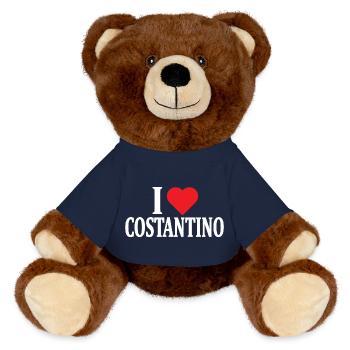 T-Shirt Ich liebe Costantino T-Shirt Geschenkidee - MiniFeet® RecycelBär® Braun - French Navy - Vorne