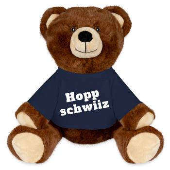 Dialecte Alsacien, Hopp schwiiz. - Nounours RecycelBär® marron - bleu marine - Devant
