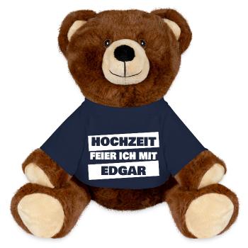 Edgar as a bachelor party - MiniFeet® RecycelBär® Teddy Bear Brown - french navy - Front
