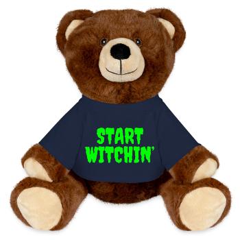 Vert vibrant Sorcière Phrase de début - Nounours RecycelBär® marron - bleu marine - Devant