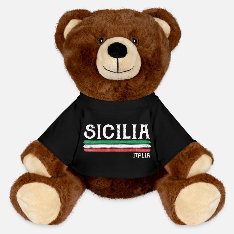Sicilia Italia Drapeau en détresse - Nounours RecycelBär® marron - noir