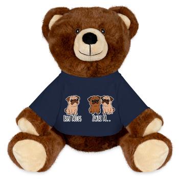 One pug - two M? Yes, what exactly? funny dogs! - MiniFeet® RecycelBär® Teddy Bear Brown - french navy - Front