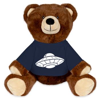 UFO Raumschiff Grunge Vintage Vektor - MiniFeet® RecycelBär® Braun - French Navy - Vorne