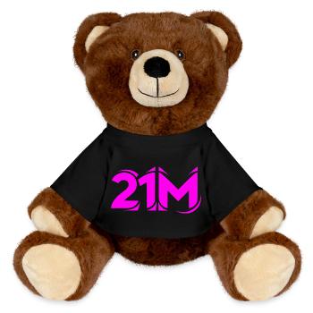 21M Bitcoin Supply Crypto Design21 Limit Millionen - MiniFeet® RecycelBär® Braun - Schwarz - Vorne