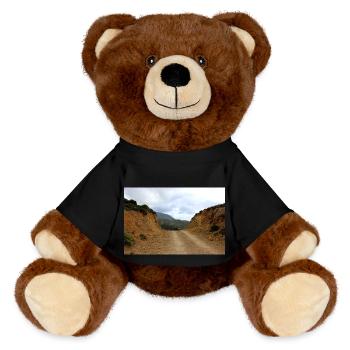 Mountain Mountains Mountain Landscape Poster - MiniFeet® RecycelBär® Teddy Bear Brown - black - Front