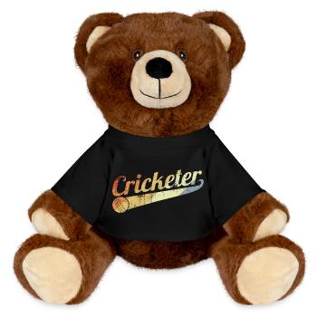 Retro Cricketer - MiniFeet® RecycelBär® Teddy Bear Brown - black - Front