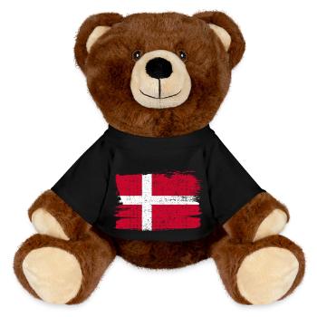 Danimarca Bandiera Dänemark Flagge Frieden Vintage - MiniFeet® RecycelBär® Braun - Schwarz - Vorne