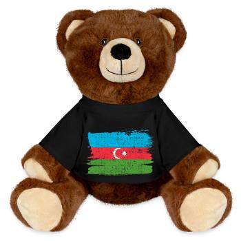Aserbaidschan Bandiera Aserbaidschanische Flagge Frieden Vintage - MiniFeet® RecycelBär® Braun - Schwarz - Vorne