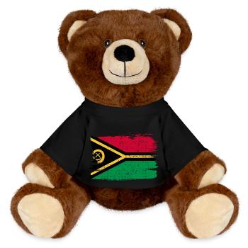 Vanuatu Bandiera Flagge Frieden Vintage - MiniFeet® RecycelBär® Braun - Schwarz - Vorne