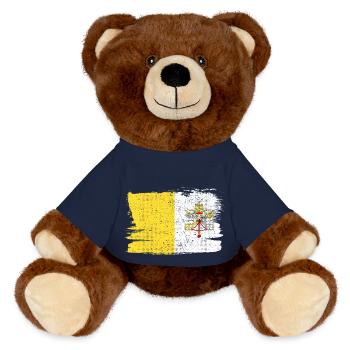 Vatikanstadt Bandiera Vaticano Flagge Frieden Vintage - MiniFeet® RecycelBär® Braun - French Navy - Vorne
