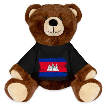 Cambogia Bandiera Kambodscha Flagge Frieden Vintage - MiniFeet® RecycelBär® Braun - Schwarz - Vorne