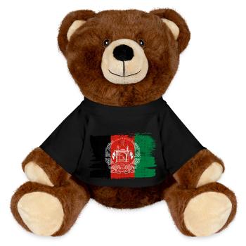Afghanistan Alte Bandiera Flagge Frieden Vintage - MiniFeet® RecycelBär® Braun - Schwarz - Vorne