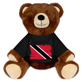 Trinidad und Tobago Bandiera Flagge Frieden Vintage - MiniFeet® RecycelBär® Braun - Schwarz - Vorne
