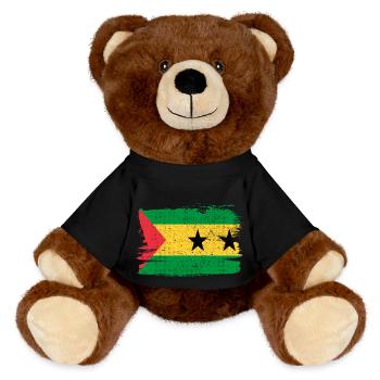 Sao Tomé-et-Príncipe Drapeau Drapeau Paix Vintage - Nounours RecycelBär® marron - noir - Devant