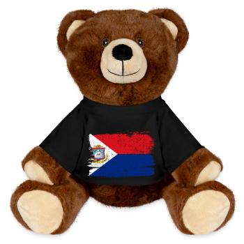 Drapeau de Saint-Martin Drapeau de la paix Vintage - Nounours RecycelBär® marron - noir - Devant