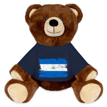 Drapeau du Nicaragua drapeau paix Vintage - Nounours RecycelBär® marron - bleu marine - Devant